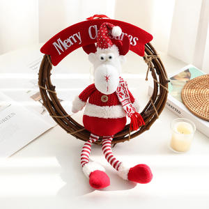 Elegant Elk <b>Door</b> Hanging <b>Christmas</b> <b>Wreath</b> with Snowman Luxury Festive Ring Decor for Front <b>Door</b> and Tree - Product Image 1