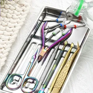 1 pièce Plateau de rangement cosmétique en acier inoxydable, plateau pour équipement de nail art, plateau chirurgical dentaire, plateau pour manucure et faux ongles, outils - Product Image 4