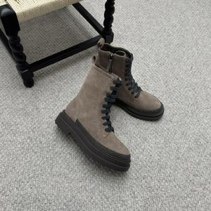 Bottes de combat à lacets en cuir véritable pour femmes Style Martin classique pour vêtements de plein air et décontractés - Product Image 2