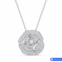 Ensemble de bijoux 3D CZ Rose pour femmes, collier, bague, boucles d'oreilles, bracelet, couleur argent, scintillant, élégant, délicat, cadeau d'anniversaire
