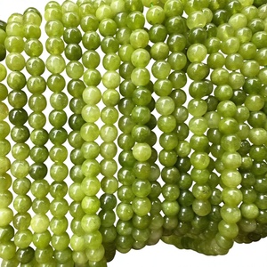Chakralume Green <b>Peridot</b> Round Beads Smooth Polished Loose Gemstone <b>Jewelry</b> Making Necklace Bracelet Craft Supplies Rajasthan - Product Image 3