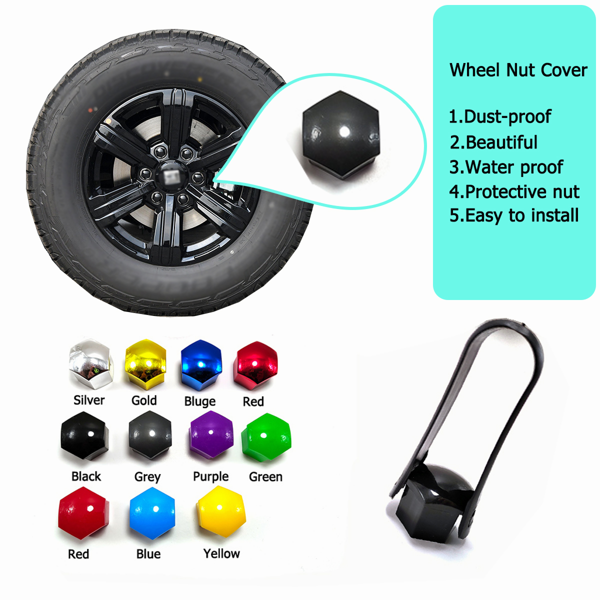 20 Pcs Wheel Lug Nut Covers Bolt Caps,21mm Universal Car Tire - View #6