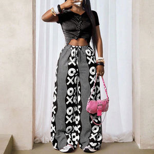 <span class=keywords><strong>Pantaloni</strong></span> Personalizzati con Stampa Africana Ankara per Donne, Gamba Larga, Abbigliamento Femminile - Product Image 3