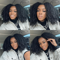 Échantillons Gratuits Perruques Brésiliennes Sans Colle Tressées en Gros Afro Kinky Curly avec Fermeture en Dentelle HD Cheveux Humains Vierges 5x5 4x4 pour Femmes Noires