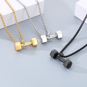 Collar con mancuernas personalizado, joyería de gimnasio de acero inoxidable para hombres y mujeres, colgante de placa de peso intercambiable - Product Image 3