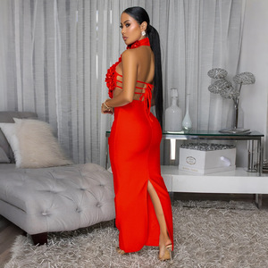 CY901951 Nuovo Vestito Sexy da Sera con Grande Fiore sul Collo per Donne, Tendenza Transfrontaliera - Product Image 4