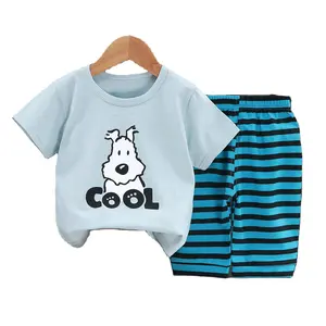 2024 Summer new cotton children's short -sleeved T -shirt suit casual infant baby short -sleeved shorts two pieces