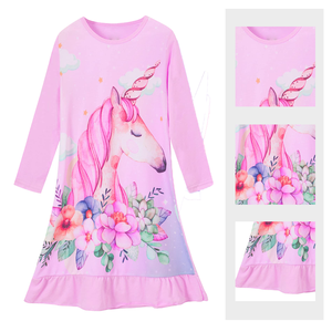 Camicia da notte per bambini all'ingrosso a buon mercato su misura abbigliamento per bambini autunno Casual ragazze abiti da notte simpatico cartone animato comoda camicia da notte - Product Image 2