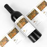 Etiqueta de Papel Texturizado Autoadhesiva Impermeable Ecológica, Impresión por Estampado en Caliente, Lámina Dorada en Relieve, Etiqueta para Botella de Vino Tinto