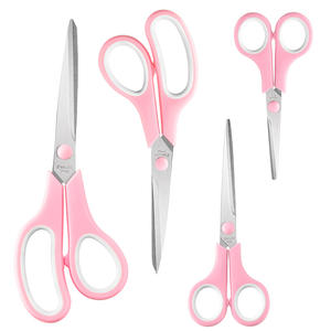กรรไกรใช้ในบ้าน สแตนเลส สำหรับงานฝีมือ ใช้ในสำนักงาน สีม่วงชมพู ด้ามจับรูปตัววี สีมาการอง อุปกรณ์ศิลปะสำหรับนักเรียน - Product Image 2