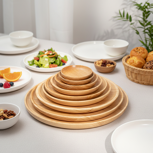 จานกลมแบบใช้แล้วทิ้งจานลายไม้สไตล์ญี่ปุ่นสีสันสดใสสำหรับใช้ในครัวเรือน - Product Image 2