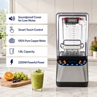 Mixeur Commercial Professionnel 2200W Haute Vitesse pour Broyer la Glace et Préparer les Smoothies avec Moteur en Cuivre 5 Vitesses pour Usage Domestique et Hôtelier