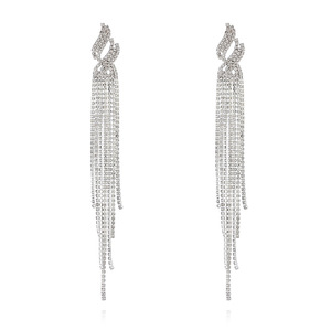 Pendientes Largos Geométricos de Aleación Chapada en Oro con Diamantes de Imitación YFJEWE, Estilo Urbano, para Novia, Boda, E693 - Product Image 1