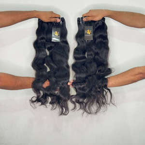 Extensions de cheveux naturels indiens bruts ondulés non traités, alignés sur les cuticules, prix de gros usine - Product Image 1