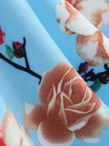 Vestito estivo elegante lavorato a <span class=keywords><strong>maglia</strong></span> girocollo lavabile a girocollo con cintura <span class=keywords><strong>in</strong></span> vita a manica corta con stampa floreale - Product Image 5