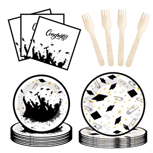 Juego de vajilla desechable para fiesta temática de graduación 2026, plato y vaso de papel, mantel, Pancarta, accesorios para fiesta de graduación - Product Image 3