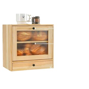 Caja de Pan de Madera Maciza Shu Chen de Doble Capa con Cajón, Almacenamiento de Cocina, Color Natural, Uso en Escritorio - Product Image 4