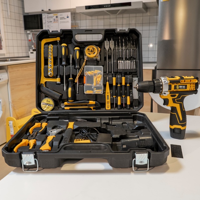 YaJin 12V Household DIY Renovation Tools Lithium Battery Charging Power Tools Drill Machine Kits Set Hand Tools