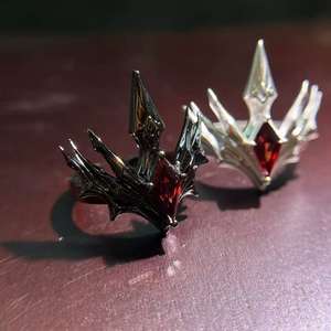 Nouvelle Arrivée Mu Yi – Bague Couronne Irrégulière en Alliage, Personnalisée, Champion Éternel, Style Anime et Gaming, Bague Ouverte Femme Style Dark - Product Image 4