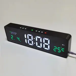 2 inch double color display wall mounted & desktop LED clock with calendar with workday alarm