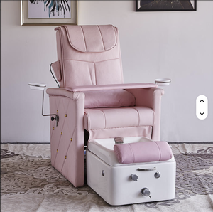 Pink Electric European Style Spa <b>Massage</b> Drainage Pump Reversible <b>Foot</b> Bath Pedicure Chair with Beauty Deck Customizable Color - Product Image 4