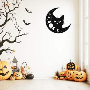 งานศิลปะติดผนังรูปแมวโลหะ ลายซ่อนหา ลายดวงจันทร์ ของตกแต่งผนังห้องนั่งเล่น ห้องน้ำ ห้องครัว สำนักงาน สวน ของตกแต่งแขวนผนัง ของขวัญสุดพิเศษ - Product Image 4