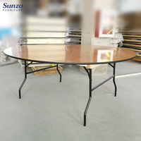 Table ronde pliante en contreplaqué robuste pour hôtel, salle de banquet, centre d'événements, mariage, fête, mobilier de qualité commerciale