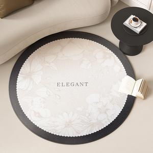 Tapis rond élégant à motifs floraux, crème, polyester, décoration intérieure, salon, chambre à coucher, bureau - Product Image 2