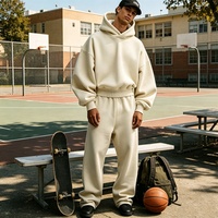 Ensembles de sweats à capuche et pantalons de survêtement surdimensionnés de haute qualité, personnalisés, 450 g/m², style streetwear, deux pièces en coton pour hommes