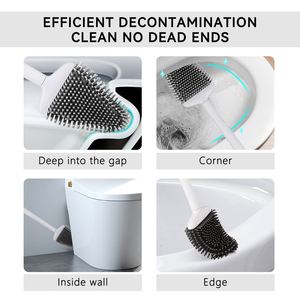 Flexible Toilet Bowl Brush Head for Bathroom Toilet Brush and Holder <b>Set</b> with Silicone Toilet Cleaning Brushes - Product Image 5