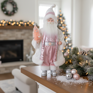 Statue du Père Noël, poupée nordique du Père Noël, décoration élégante en tissu pour la maison, style français, figurine de Noël, ornement de table pour les fêtes - Product Image 3