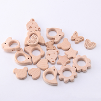Perles en bois en vrac pour la fabrication de chaînes de sucettes DIY, jouets de dentition, bijoux artisanaux en forme d'animaux, étoiles et cœurs, jouets sensoriels pour bébés, vente en gros