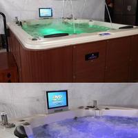 Baignoire de massage multi-personnes SPA pour piscine à remous, température constante, acrylique, en forme de U, bulles d'air, contrôle intelligent