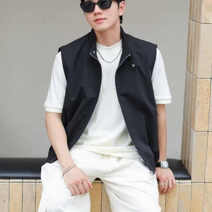 Stand Collar <b>Waistcoat</b> for <b>Men</b>, 100% Polyester Shell Sleeveless Zip Up Gilet for Spring Autumn Daily Business Layering Outfit - Product Image 2