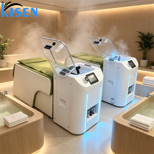 Lit de lavage électrique KISEN de luxe pour salon de coiffure avec circulation d'eau et massage intégré - Product Image 5