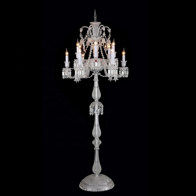 European Home Decorative K9 Crystal Chandelier Standing Floor Lamp