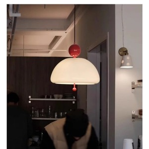 French Cream Style Glass Pendant <b>Light</b> White Round E27 <b>LED</b> Single Head Chandelier For Dining Room Bedroom Bauhaus Design - Product Image 4