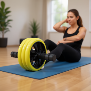 Roue abdominale jaune à trois roues de 16 cm pour les exercices abdominaux - Product Image 2