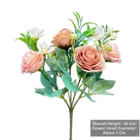 DREA Fleurs artificielles en soie à 5 tiges, roses, décoration d'intérieur, fleurs décoratives pour table de mariage, directement de l'usine
