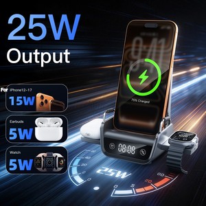 Nuevo Producto en Dropshipping: Soporte Magnético <span class=keywords><strong>para</strong></span> Teléfono Inteligente con Cargador Inalámbrico 4 en 1 de 25W con Pantalla de Reloj de 15W <span class=keywords><strong>para</strong></span> <span class=keywords><strong>iPhone</strong></span> - Product Image 3