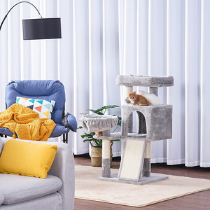 <span class=keywords><strong>Arbre</strong></span> à <span class=keywords><strong>chat</strong></span> moderne et abordable en peluche grise avec structure d'escalade, tour d'activités en corde de sisal et grande maison de jeu <span class=keywords><strong>pour</strong></span> chats de grande taille - Product Image 2