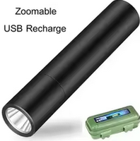 Senter LED Mini AA USB Isi Ulang untuk Berkemah dengan Zoom yang Dapat Disesuaikan Jarak Jauh Tahan Air IP54 Jarak Sinar 1000m+