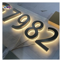 Enseigne LED 3D rétroéclairée en acier inoxydable sur mesure de qualité supérieure, compatible HomeKit, transformateur CA, télécommande, pour bâtiments et commerces