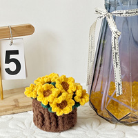 Décoration de Noël et de la Fête des Enseignants : Sous-verre en fibre acrylique fait main au crochet, motif fleur, plante en pot déformable, ornement suspendu