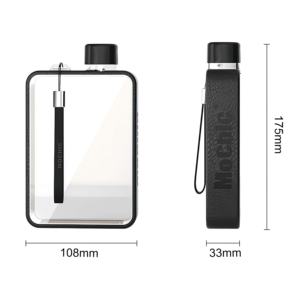 Botol air datar 380, botol air olahraga plastik, botol minum datar portabel dengan tali penyandang - Product Image 6