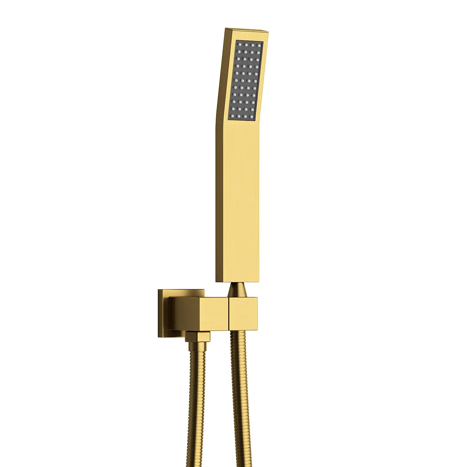 Bacchetta doccia quadrata spazzolata oro in ottone massiccio da parete a mano testa doccia Combo Set con supporto doccia regolabile e tubo