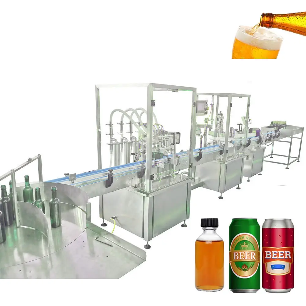 Komplett set Automatische 3-in-1-Glasflasche Aluminium dose Bierfüll maschine Craft Beer Production Line