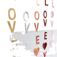 Guirlande florale en papier décoratif en forme de cœur « I LOVE YOU » en or rose et rose pour la Saint-Valentin, mariage, fête, ou latte art