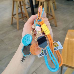 Popular Pickleball Paddles Keychain Eco-friendly Lightweight Polyester Multi-color Creative Sports <strong>Lovers</strong> Bags Wallets Car Key - Product Image 4