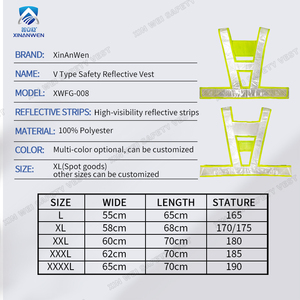 Wholesale <strong>Hi</strong> <strong>Vis</strong> Vest Outdoor Construction Night Warning Clothing Equipment V-shaped Reflective Safety Vest - Product Image 6